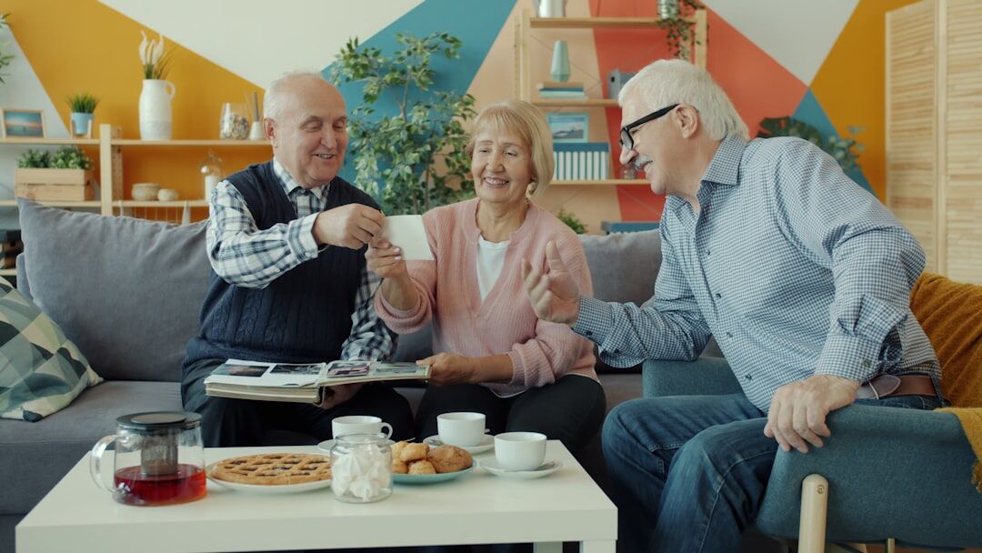 senior man sharing stories